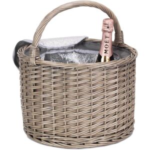 Red Hamper Wicker Round Grey Chiller Picnic Basket Grey Red Hamper Wicker Round Grey Chiller Picnic Basket Grey