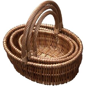 Red Hamper Wicker Set of 3 Oval Gift Shopping Baskets in Brown Brown Red Hamper Wicker Set of 3 Oval Gift Shopping Baskets in Brown Brown