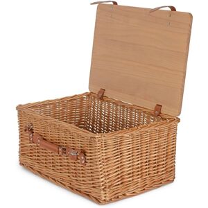 Red Hamper Double Steamed Empty Picnic Basket with Pinewood Lid in Brown Size: XL Brown XL Red Hamper Double Steamed Empty Picnic Basket with Pinewood Lid in Brown Size: XL Brown XL