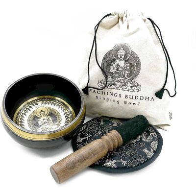 KDMD Hand Beaten & Engraved Singing Bowl Gift Set - 14cm - Teachings Buddha in Gold Gold KDMD Hand Beaten & Engraved Singing Bowl Gift Set - 14cm - Teachings Buddha in Gold Gold