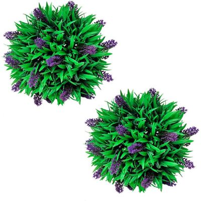 Berkfield Home Set of 2 Artificial Boxwood Ball with Lavender 28 cm in Green Green Berkfield Home Set of 2 Artificial Boxwood Ball with Lavender 28 cm in Green Green