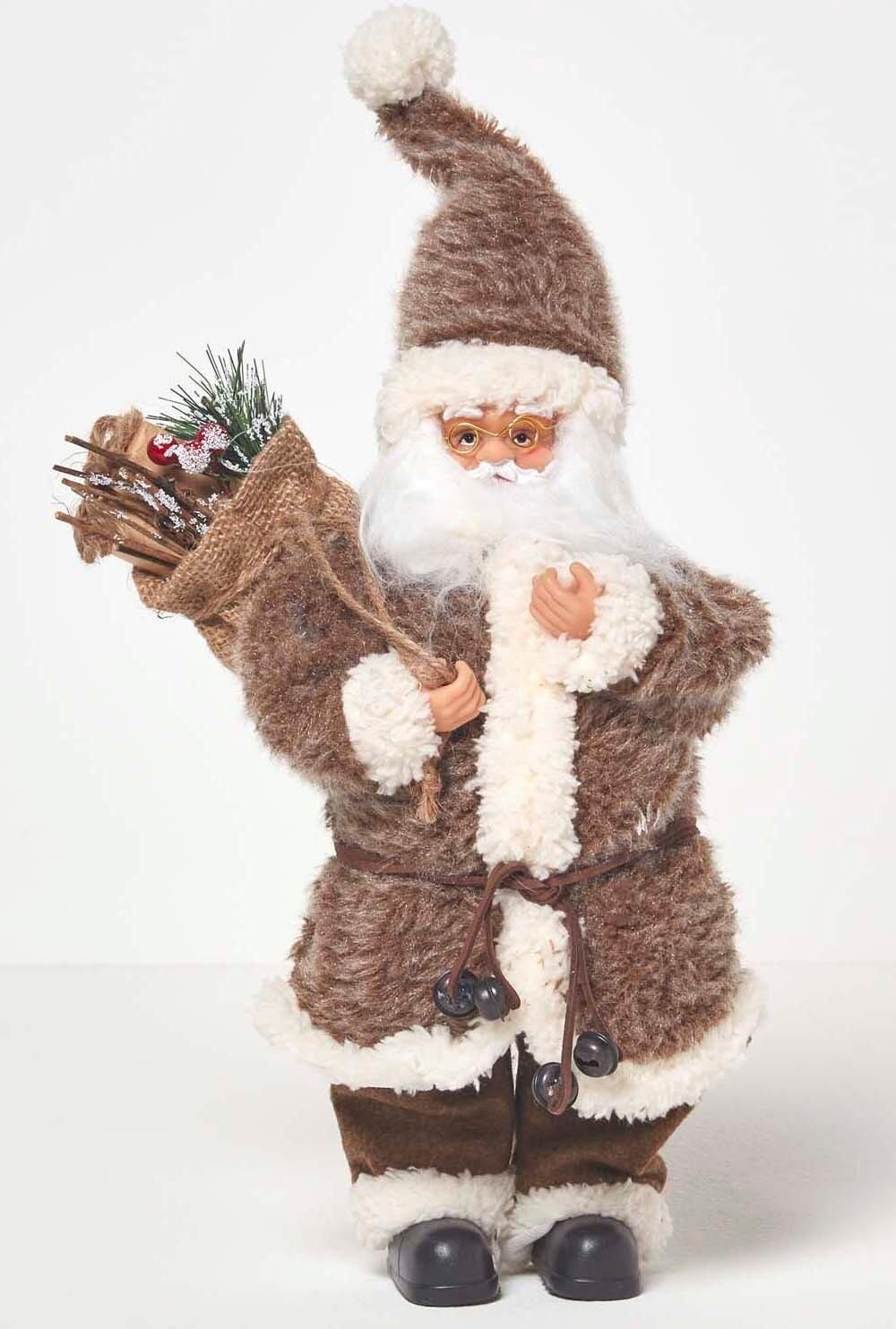 Homescapes Brown Light Up Santa Decoration 43 cm Tall