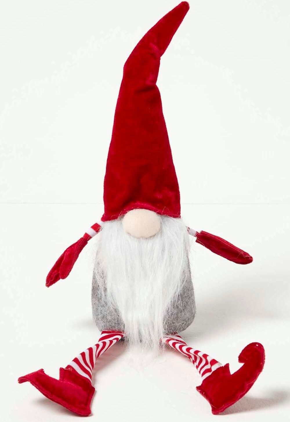 Homescapes Red Sitting Santa Gonk Christmas Decoration