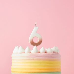 Club Green Rose Gold Ombre Number '6' Celebration Candle Gold Club Green Rose Gold Ombre Number '6' Celebration Candle Gold