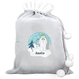 Personalised Memento Company Personalised The Snowman & the Snowdog® Luxury Silver Grey Pom Pom Sack in Light Grey Light Grey Personalised Memento Company Personalised The Snowman & the Snowdog® Luxury Silver Grey Pom Pom Sack in Light Grey Light Grey