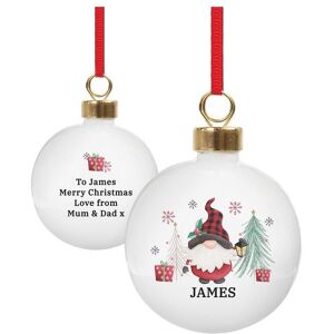Personalised Memento Company Personalised Gonk Christmas Bauble in White White Personalised Memento Company Personalised Gonk Christmas Bauble in White White