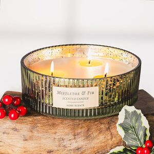 Marco Paul Large Green 3 Wick Candle Mistletoe & Fir Scented Candles Home Fragrance in Clear Clear Marco Paul Large Green 3 Wick Candle Mistletoe & Fir Scented Candles Home Fragrance in Clear Clear