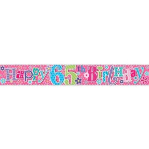 Simon Elvin 65th Birthday Foil Banner (Pack of 6) in Pink Pink Simon Elvin 65th Birthday Foil Banner (Pack of 6) in Pink Pink
