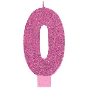 Amscan Number 0 Glitter Birthday Candle in Pink Pink Amscan Number 0 Glitter Birthday Candle in Pink Pink
