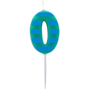 Amscan Number 0 Dot & Stripe Candle in Light Blue Light Blue Amscan Number 0 Dot & Stripe Candle in Light Blue Light Blue