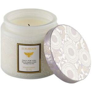 The hot sale Embossed Jar Soy Wax Candle - English Pear & Freesia Scented in White White The hot sale Embossed Jar Soy Wax Candle - English Pear & Freesia Scented in White White