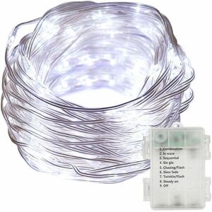 Living and Home 5M Fairy String Lights, 6500K, Powered by 3 AA Batteries in White White Living and Home 5M Fairy String Lights, 6500K, Powered by 3 AA Batteries in White White