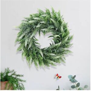 Living and Home 30Cm Artificial Lavender Round Door Decoration Wreath For Wedding or Party in Green Green Living and Home 30Cm Artificial Lavender Round Door Decoration Wreath For Wedding or Party in Green Green