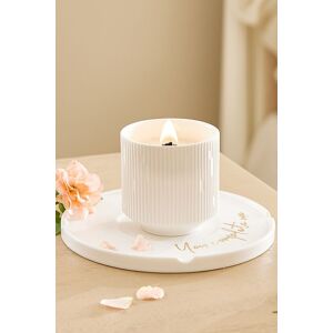 SHEONLY Ceramic Wood Wick Soy Wax Scented Candle,Peach Oolong Tea in White White SHEONLY Ceramic Wood Wick Soy Wax Scented Candle,Peach Oolong Tea in White White