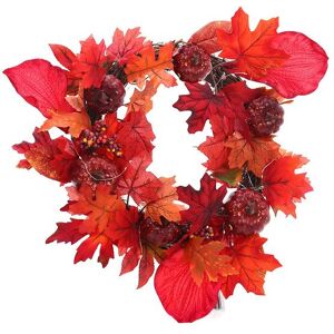 Living and Home Halloween Thanksgiving Fall Maple Leaf Pumpkin Wreath Artificial Wreath Front Door Decoration in Red Red Living and Home Halloween Thanksgiving Fall Maple Leaf Pumpkin Wreath Artificial Wreath Front Door Decoration in Red Red