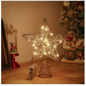 Living and Home Modern Metal Pre-Lit Star Christmas Tree Topper with Beads in Gold Gold Living and Home Modern Metal Pre-Lit Star Christmas Tree Topper with Beads in Gold Gold