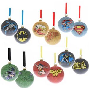 Warner Bros Set of 6 DC Comic Christmas Baubles - Heros Multicolor Warner Bros Set of 6 DC Comic Christmas Baubles - Heros Multicolor