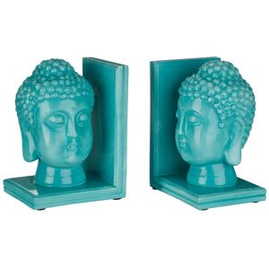 Orsina Piper Set of 2 Buddha Head Bookends in Turquoise Turquoise Orsina Piper Set of 2 Buddha Head Bookends in Turquoise Turquoise