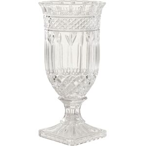 Orsina Footed Vase with Square Base, White Polyresin Design with Textured Finish, Ideal for Displaying in Clear Clear Orsina Footed Vase with Square Base, White Polyresin Design with Textured Finish, Ideal for Displaying in Clear Clear