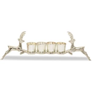 Orsina Antler Design 4 Tea Light Holder, Unique Stag Model Tea Light Holder In Silver Finish, Cozy Tea Light Decor Silver Orsina Antler Design 4 Tea Light Holder, Unique Stag Model Tea Light Holder In Silver Finish, Cozy Tea Light Decor Silver