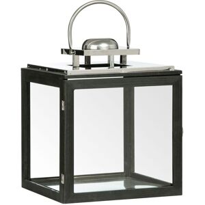 Orsina Large Stainless Steel Lantern, Black Wooden Frame Candle Holder, Ideal for Indoor & Outdoor Candlelight Decor Black Orsina Large Stainless Steel Lantern, Black Wooden Frame Candle Holder, Ideal for Indoor & Outdoor Candlelight Decor Black