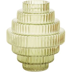 Orsina Tiered Small Green Glass Vase, Eye Catching Layered Modern Vase, Ribbed Glass Vase, Decorative Vase in Grey Grey Orsina Tiered Small Green Glass Vase, Eye Catching Layered Modern Vase, Ribbed Glass Vase, Decorative Vase in Grey Grey