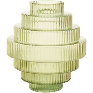 Orsina Tiered Large Green Glass Vase, Eye Catching Layered Modern Vase, Ribbed Glass Vase, Decorative Vase in Grey Grey Orsina Tiered Large Green Glass Vase, Eye Catching Layered Modern Vase, Ribbed Glass Vase, Decorative Vase in Grey Grey