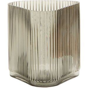 Orsina Large Ribbed Grey Glass Vase, Modern Decorative Vase, Triangular Shaped Vase with Angular edges, Flower Vase Grey Orsina Large Ribbed Grey Glass Vase, Modern Decorative Vase, Triangular Shaped Vase with Angular edges, Flower Vase Grey