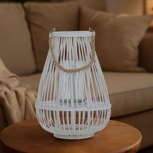 Orsina Lentigo Small Bamboo Lantern in White White Orsina Lentigo Small Bamboo Lantern in White White