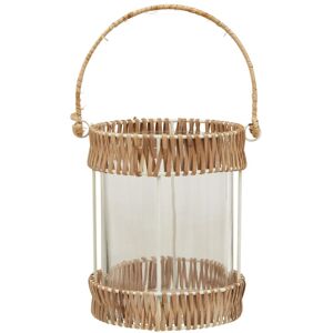Orsina Natural Rattan Small Lantern, Rustic & Stylish Glass Lantern, White Metal & Clear Glass Candle Lantern Natural Orsina Natural Rattan Small Lantern, Rustic & Stylish Glass Lantern, White Metal & Clear Glass Candle Lantern Natural