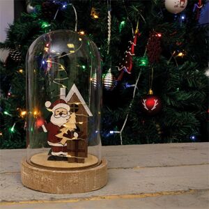 Netagon Christmas Battery Powered Light Up Cloche Christmas Scene Globe Ornament- Father Christmas in Red Red Netagon Christmas Battery Powered Light Up Cloche Christmas Scene Globe Ornament- Father Christmas in Red Red