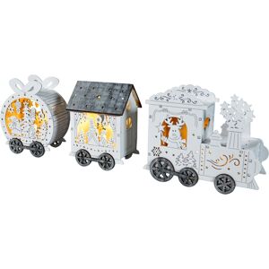 Xmas Haus Festive Light Up LED Wood Train in White White Xmas Haus Festive Light Up LED Wood Train in White White