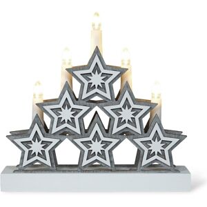 Xmas Haus Natural Festive Wood LED Light Up Christmas Candle Arch With stars in White White Xmas Haus Natural Festive Wood LED Light Up Christmas Candle Arch With stars in White White