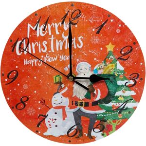 Netagon Christmas Snowman & Santa Design Festive Battery Operated Wall Clock in Red Red Netagon Christmas Snowman & Santa Design Festive Battery Operated Wall Clock in Red Red