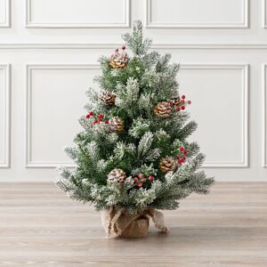 Christow Mini Christmas Tree Artificial Frosted Pine Cone Berry With Base 2ft in Green Green Christow Mini Christmas Tree Artificial Frosted Pine Cone Berry With Base 2ft in Green Green