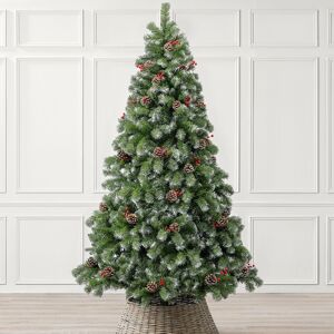 Christow Cone & Berry Artificial Christmas Tree Snowy Snow Flocked With Stand 5ft 6ft 7ft in Green Green 6ft Christow Cone & Berry Artificial Christmas Tree Snowy Snow Flocked With Stand 5ft 6ft 7ft in Green Green 6ft