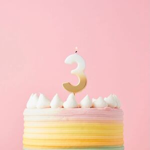 Club Green Gold Ombre Number '3' Celebration Candle Gold Club Green Gold Ombre Number '3' Celebration Candle Gold