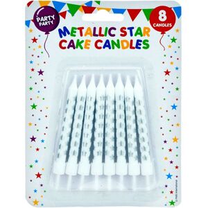 VFM e-Store 8 Metallic Gold Birthday Cake Candles with Stars, Party Supplies (75mm) in Silver Silver VFM e-Store 8 Metallic Gold Birthday Cake Candles with Stars, Party Supplies (75mm) in Silver Silver