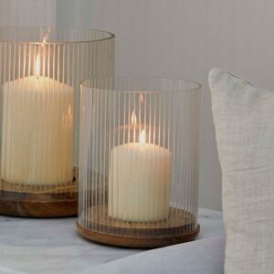 Ivyline Amelia Ribbed Glass Wooden Candle Holder H19.5cm D16cm Premium quality Best seller Also available in H23cm W20cm in Natural Natural Ivyline Amelia Ribbed Glass Wooden Candle Holder H19.5cm D16cm Premium quality Best seller Also available in H23cm W20cm in Natural Natural