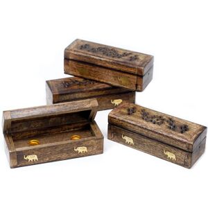 KDMD Incense Cone Smoke Box 6" - Mango Wood in Brown Brown KDMD Incense Cone Smoke Box 6" - Mango Wood in Brown Brown