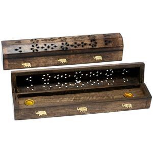 KAV Wooden Incense Burner Stick Holder Coffin Box in Brown Brown KAV Wooden Incense Burner Stick Holder Coffin Box in Brown Brown