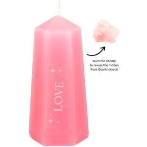 KDMD Love Crystal Candle with Rough Rose Quartz in Pink Pink KDMD Love Crystal Candle with Rough Rose Quartz in Pink Pink