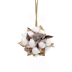 Shatchi COTTON-BALL Handmade 12cm Cotton Ball Christmas Hanging Pine Cones Xmas Decoration Home Décor, White/Brown in White White Shatchi COTTON-BALL Handmade 12cm Cotton Ball Christmas Hanging Pine Cones Xmas Decoration Home Décor, White/Brown in White White