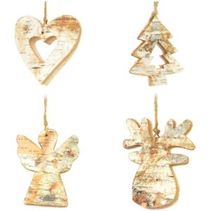 Shatchi Christmas Tree Ornaments Wooden Aesthetic Hanging Decorations Assorted Shapes 4Pcs Multicolor Shatchi Christmas Tree Ornaments Wooden Aesthetic Hanging Decorations Assorted Shapes 4Pcs Multicolor