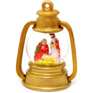 Shatchi Small Christmas Decoration Snow Globe with Merry, Joseph & Jesus in Gold Lantern in Brown Brown Shatchi Small Christmas Decoration Snow Globe with Merry, Joseph & Jesus in Gold Lantern in Brown Brown