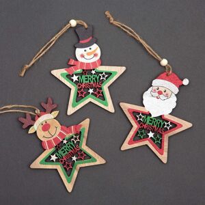 Shatchi Christmas Tree Ornaments Wooden Aesthetic Hanging Decorations Painted Stars 3Pcs Multicolor Shatchi Christmas Tree Ornaments Wooden Aesthetic Hanging Decorations Painted Stars 3Pcs Multicolor