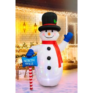 Shatchi 8ft Inflatable Hand Waving Snowman with North Pole Sign Board Pre Lit Mains Powered White LED Lights White Shatchi 8ft Inflatable Hand Waving Snowman with North Pole Sign Board Pre Lit Mains Powered White LED Lights White
