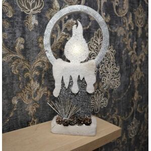 Shatchi 41Cm Christmas Pre Lit Candle Battery Operated Glitter Foam Snow Covered Finish Table Decoration Grey Grey Shatchi 41Cm Christmas Pre Lit Candle Battery Operated Glitter Foam Snow Covered Finish Table Decoration Grey Grey