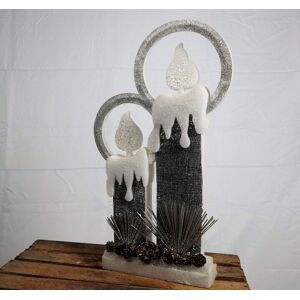 Shatchi 51Cm Christmas Pre Lit Twin Candles Battery Operated Glitter Foam Snow Covered Finish Table Decoration Grey Grey Shatchi 51Cm Christmas Pre Lit Twin Candles Battery Operated Glitter Foam Snow Covered Finish Table Decoration Grey Grey