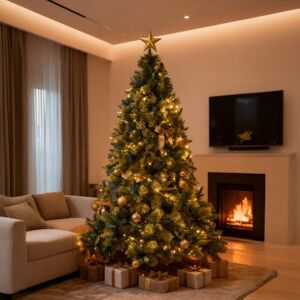 Shatchi 6FT Pre-Lit Kentucky Pine Luxurious Artificial Green Christmas Tree With Long life Energy Saving Warm White LED Lights Green 6ft Shatchi 6FT Pre-Lit Kentucky Pine Luxurious Artificial Green Christmas Tree With Long life Energy Saving Warm White LED Lights Green 6ft